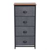 Chest Storage Tower Side Table Display Storage with 4 Drawers-Black - Color: Black