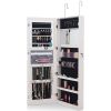 Mirrored Jewelry Armoire with Full Length Mirror and 2 Internal LED Lights-White - Color: White