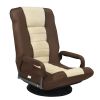 360-Degree Swivel Gaming Floor Chair with Foldable Adjustable Backrest-Brown - Color: Brown