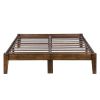 King size Solid Wood Platform Bed Frame in Brown Natural Finish