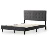 Queen size Dark Gray Upholstered Tufted Platform Bed Frame