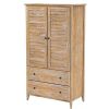 FarmHome Louvered Distressed Driftwood Solid Pine Armoire