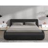 Full Modern Black Faux Leather Upholstered Platform Bed Frame with Headboard