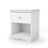 Eco-Friendly White Nightstand with Drawer and Open Shelf