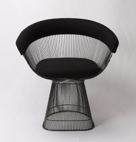 Lovise Wire Dining Chair - Black Frame & Black Wool/Cashmere