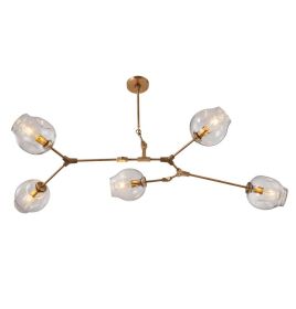 5-Globe Bubble Chandelier (Type: Horizontal, Globes: Transparent, Frame: Gold)